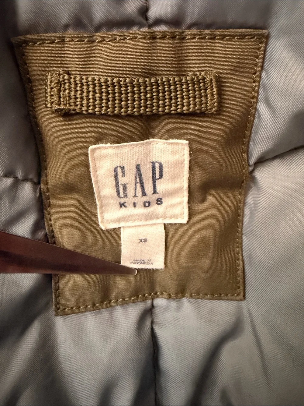GAP Dark Green Puffer Parka with Faux Fur Hood